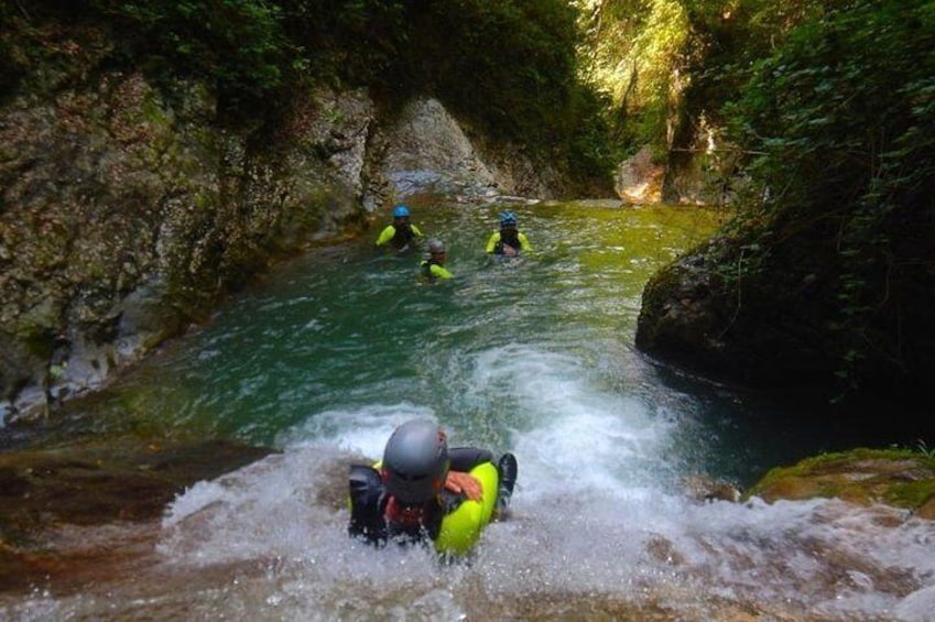 Toboggan in the lower Ecouges canyon