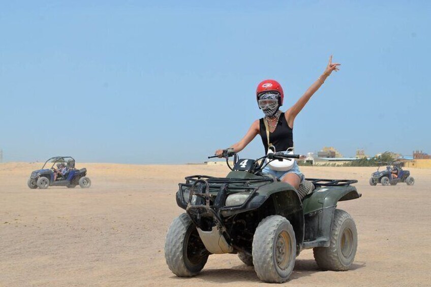 Hurghada Desert Safari on Quad Bikes With Camel for 3 Hours 