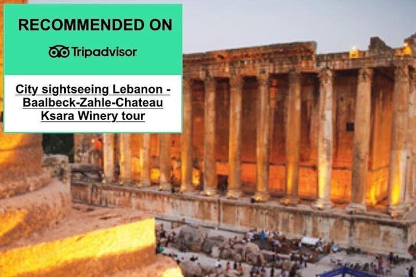Lebanon tour from Beirut to Baalbek ruins,Ksara Winery with guide,lunch & ticket
