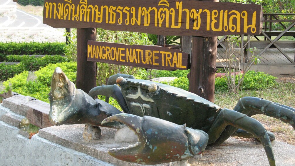 Sign marking the entrance to the Mangrove Nature Trail in Thailand