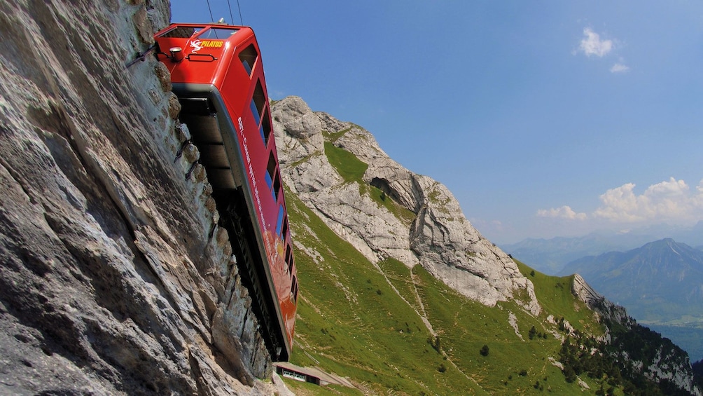 Mountainside train ride on Mount Pilatus in Lucerne