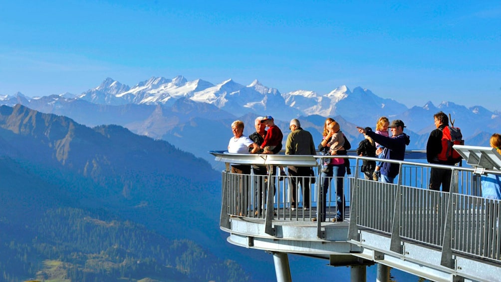 Scenic terrace with a view of the Swiss Alps from Mount Stanserhorn