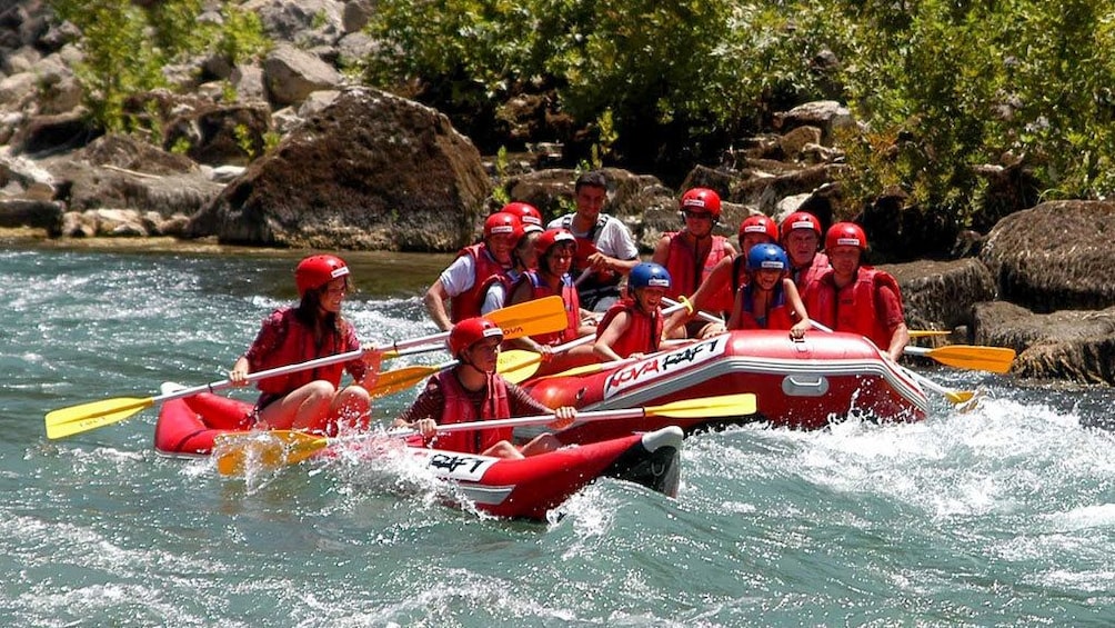 Two rafts on a river in Antalya