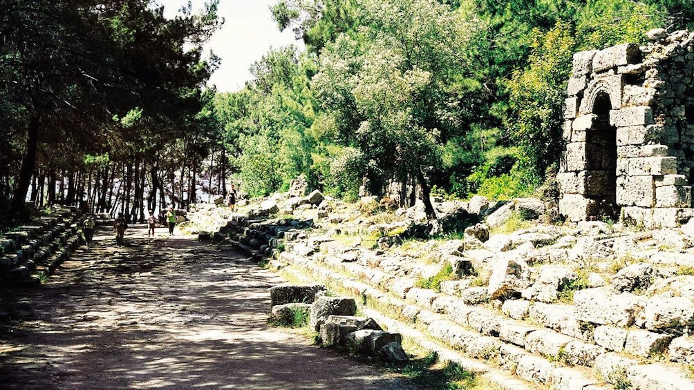 Ruins lining a pathway in Phaselis