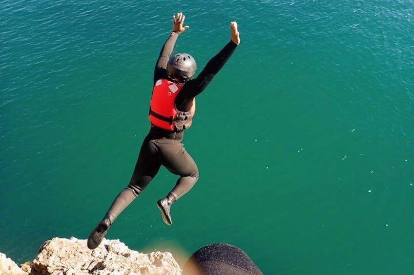 Coasteering is a Cliff Jumping adventure where you'll swim and climb along the coast