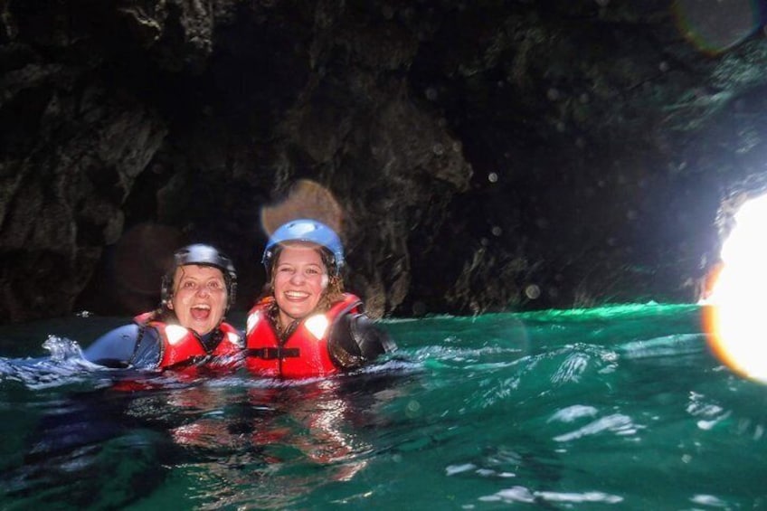 Swimming through some amazing caves