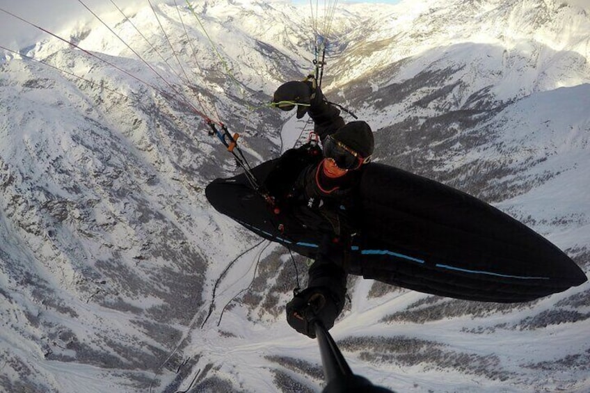 Paragliding mountain flight