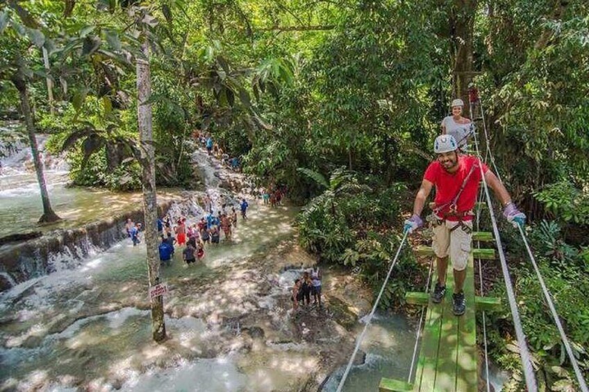 Private Round Trip Transfer to Dunns River Climb and Zipline over the Falls! 