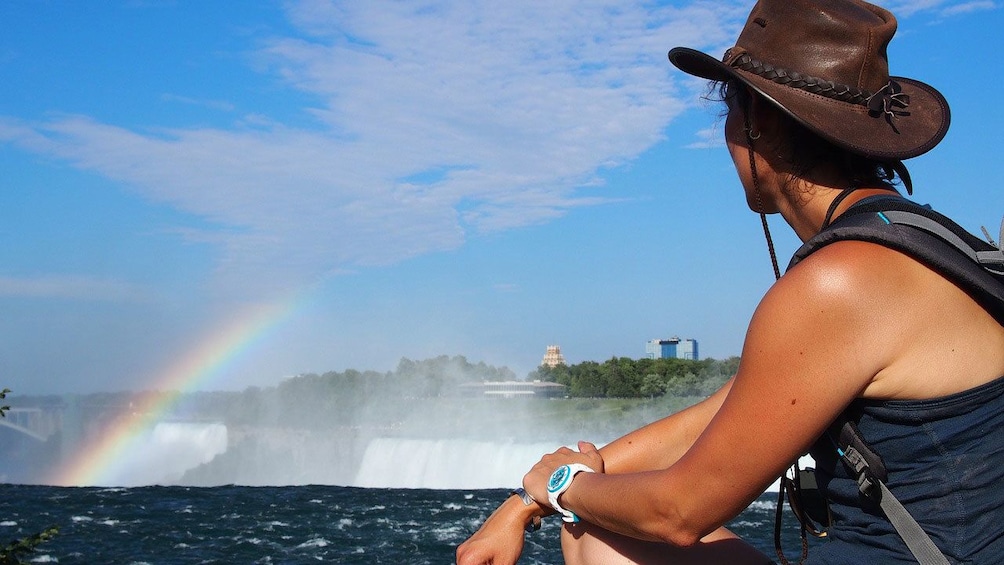 Tourist enjoying the view of Niagara Falls