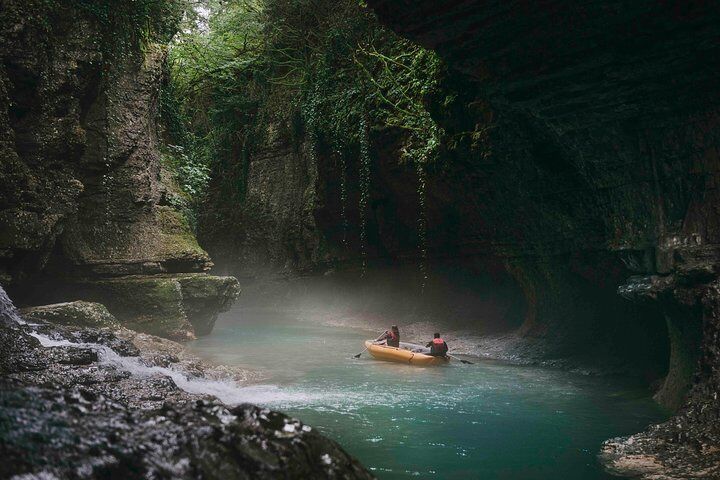 Prometheus cave, Martvili canyon, Okatse waterfall and Lomina lake