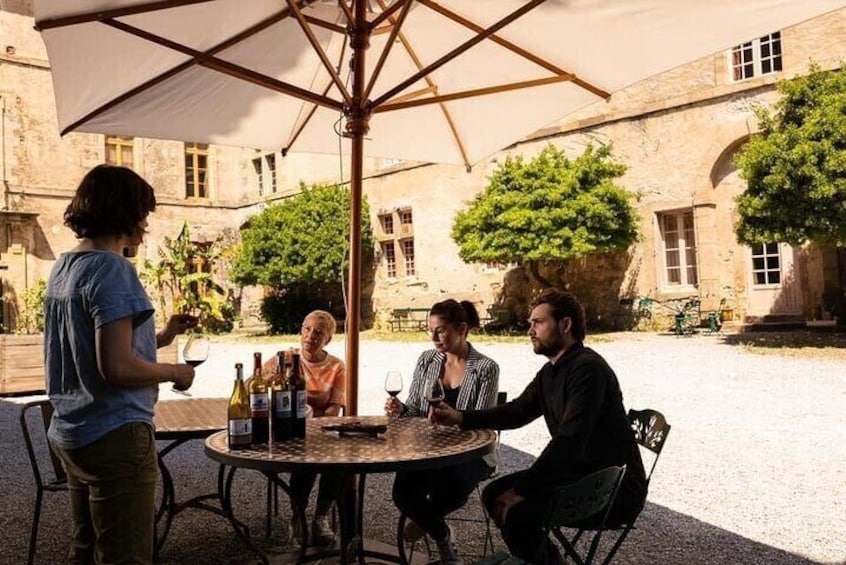 Tasting in the castle courtyard