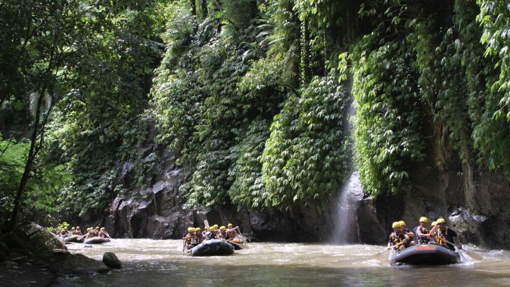 正在顯示第 2 張相片,共 5 張。 White water rafters on calm water in Bali