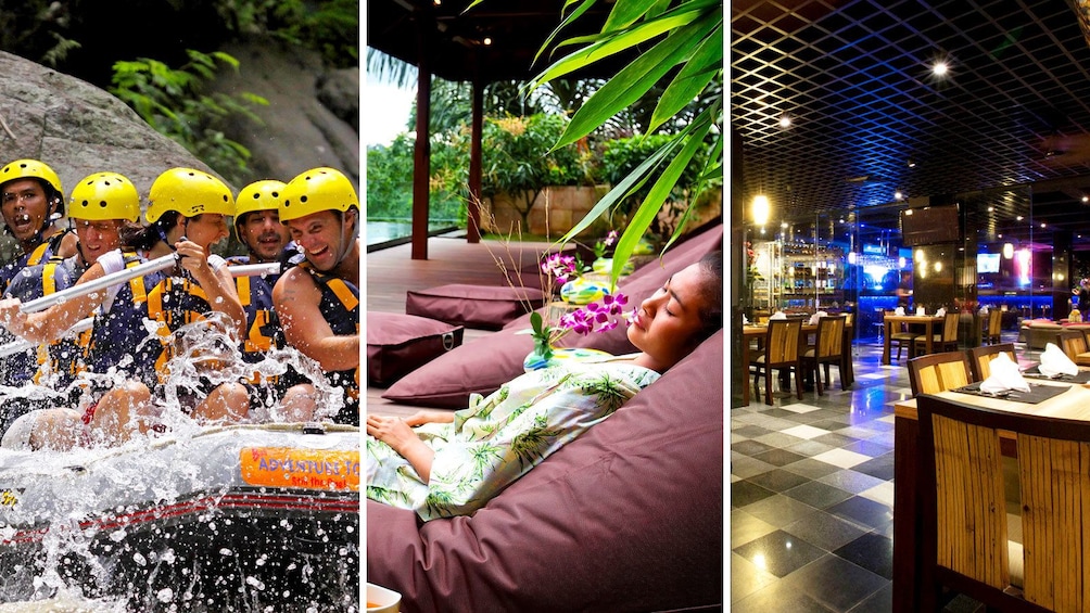 Tampilkan item 1 dari 6. Combo image of whitewater rafting, spa and dinner for activity in Bali