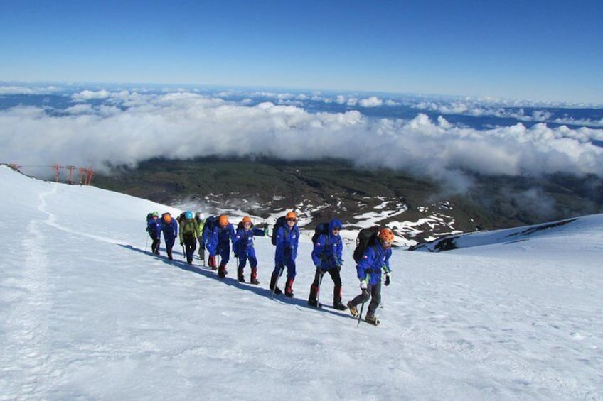 Ascending the Villarrica Volcano