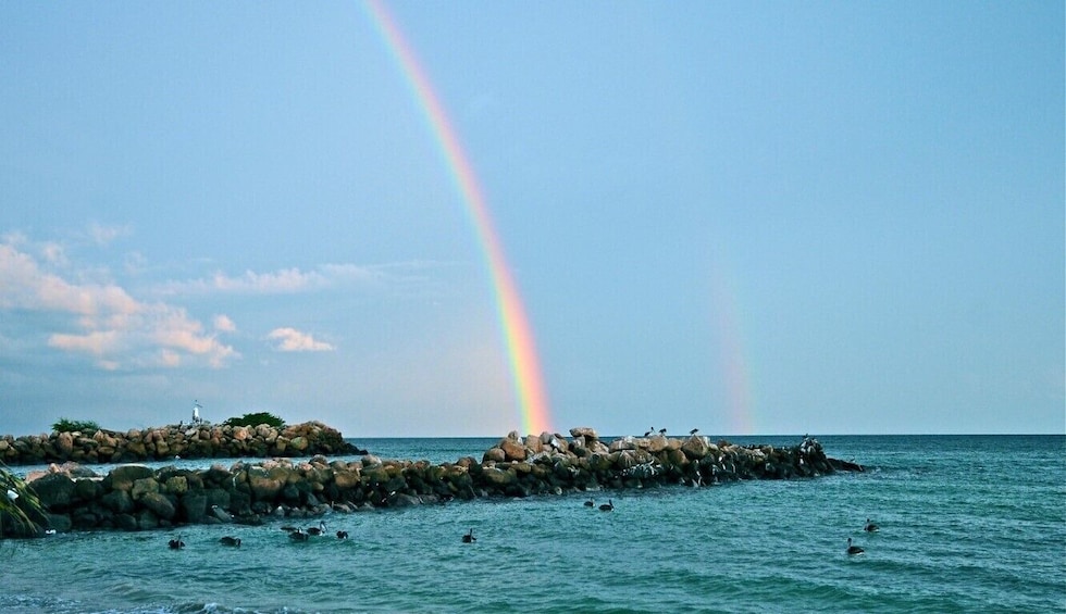 Rainbow over the coast in Sayulita