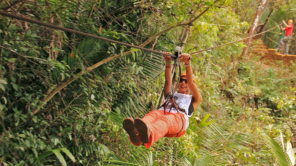 Ziplining woman in Puerto Vallarta