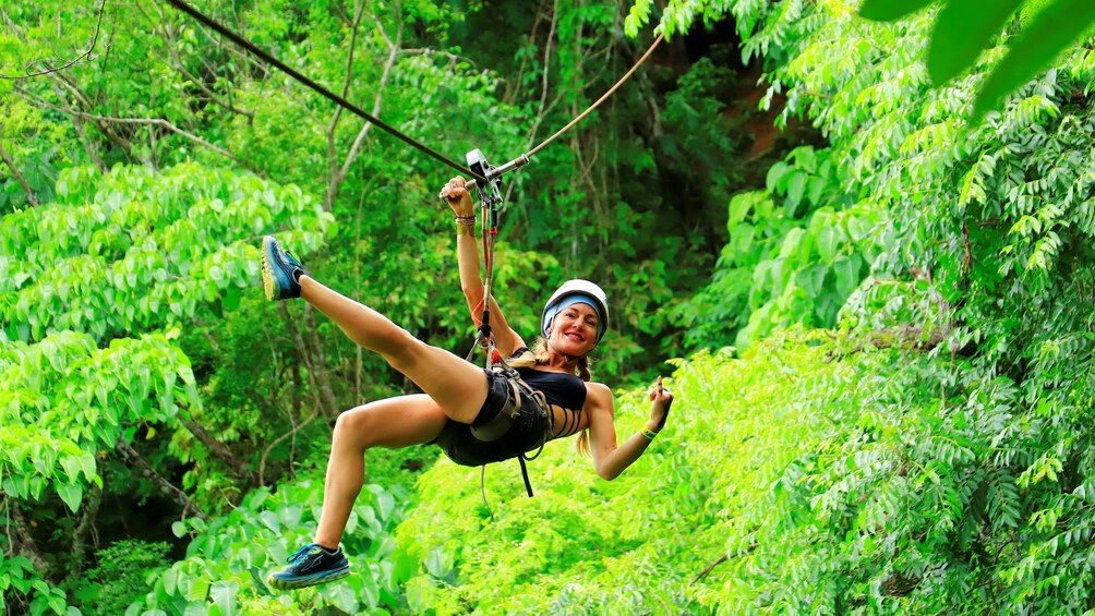 Ziplining through the canopy 