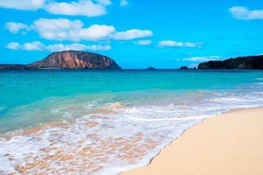 one of the many stunning beaches in Lanzarote