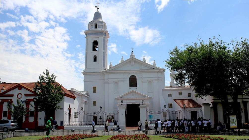 White church with bell tower in Buenos Aires