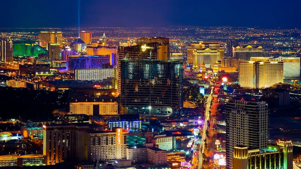 the bright and vibrant city at night in Las Vegas