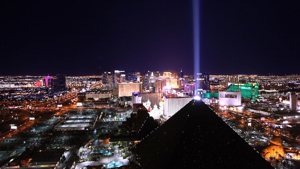 bright city lights at night in Las Vegas