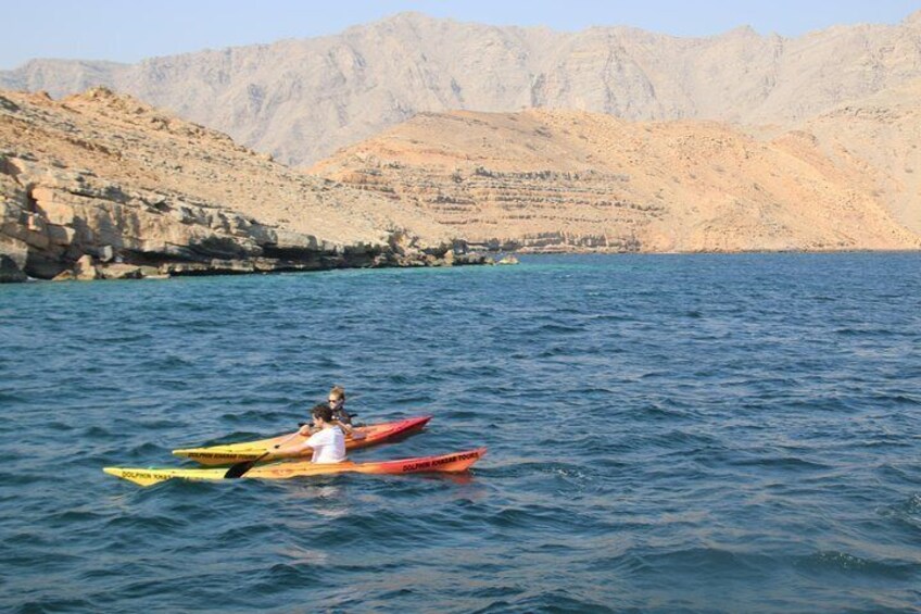 Kayaks in the fjords of Musandam