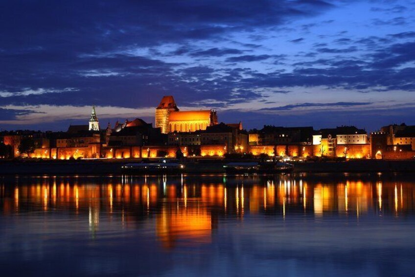 Panorama of Torun by night