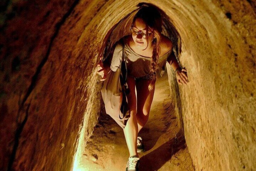 The Vietnamese army had to squeeze through the cramped passageways of the Cu Chi tunnels.