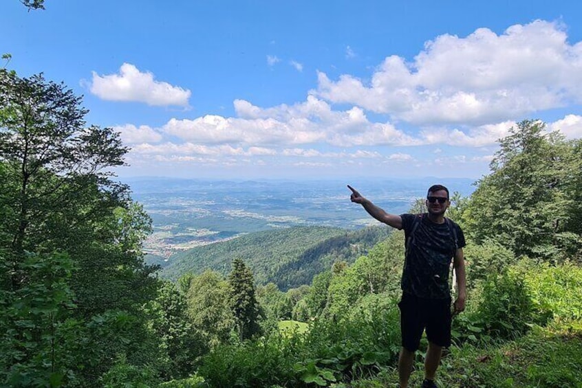 View from Medvednica Peak to North side of the mountian