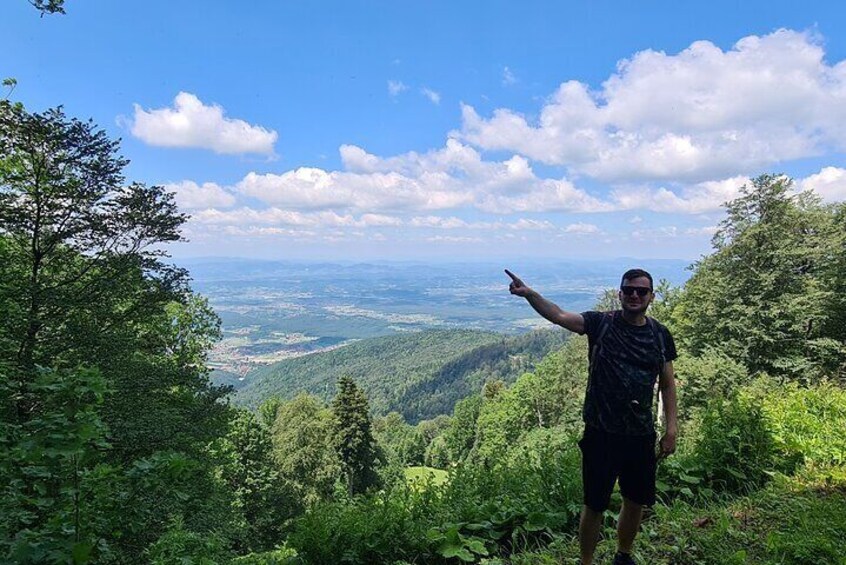 View from Medvednica Peak to North side of the mountian