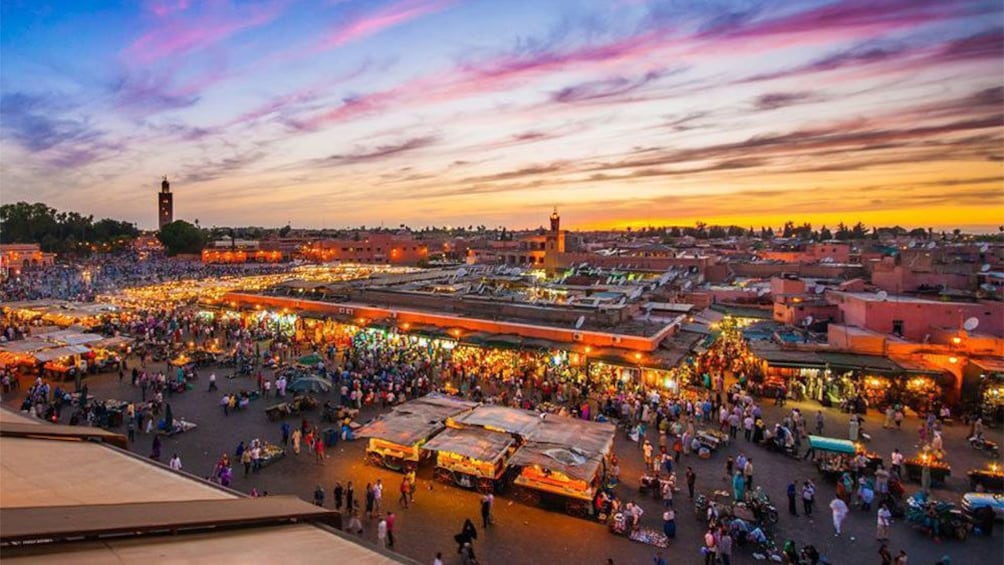 Bustling market at night in Marrakech