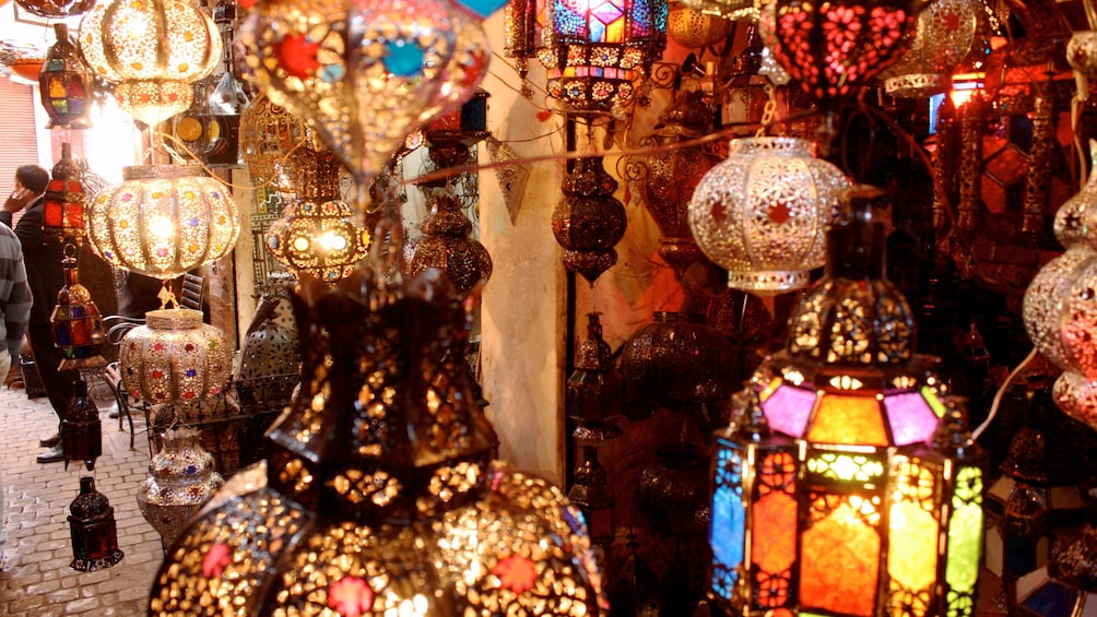 Lanterns for sale at a market in Marrakech