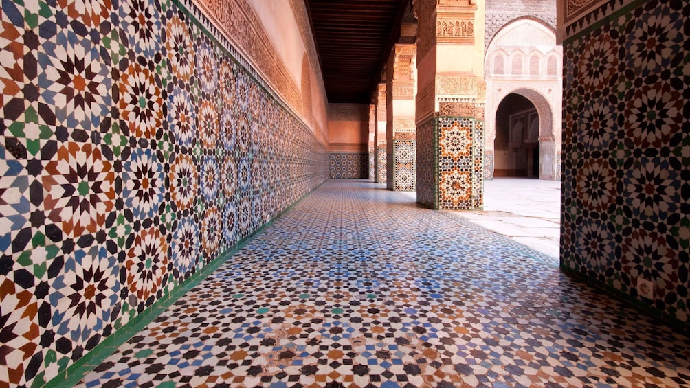 Decorated hallway within El Bahia Palace