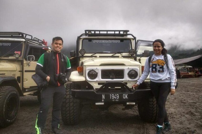 Light adventure with old jeep 4x4 in Bromo 