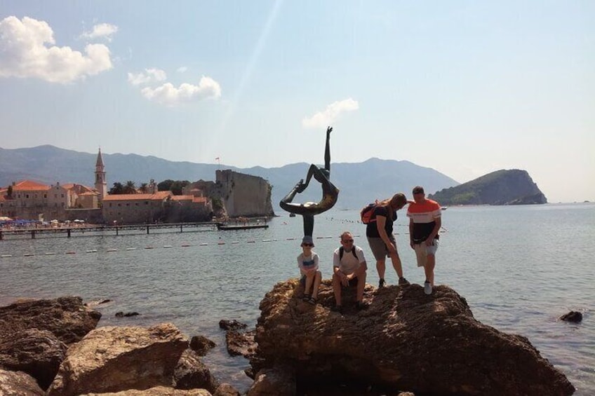 Old town Budva and Ballerina monument