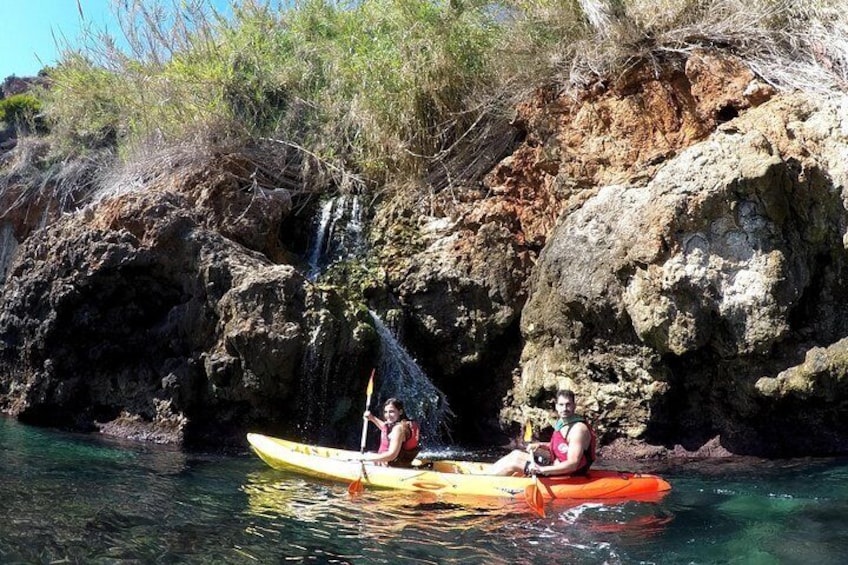 Kayak route Nerja-Maro. Waterfall Maiden