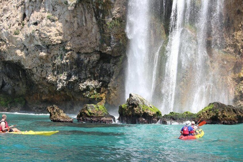 Double or single Kayak route to Cascada de Maro. Nerja