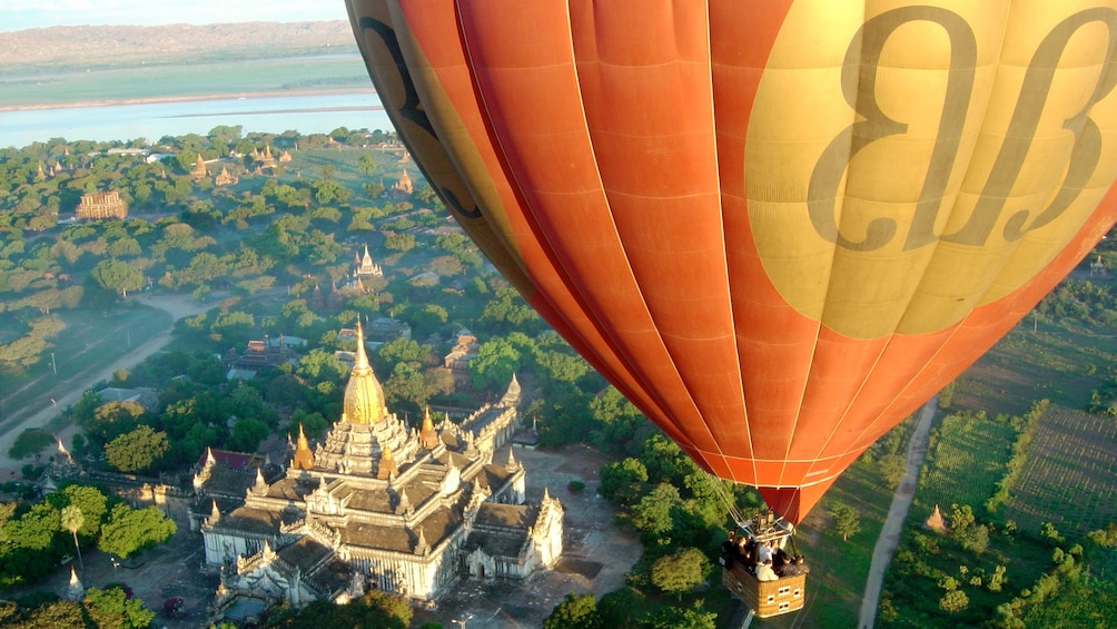 Stunning view of guests on the Hot Air Balloon Flight over Bagan 