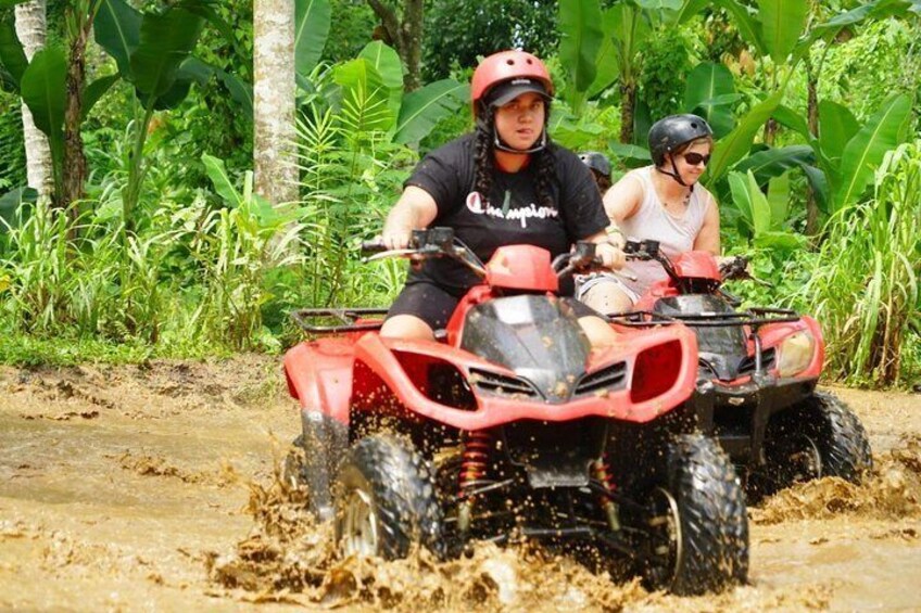 Jungle ATV Quad Bike Through Gorilla Face Cave