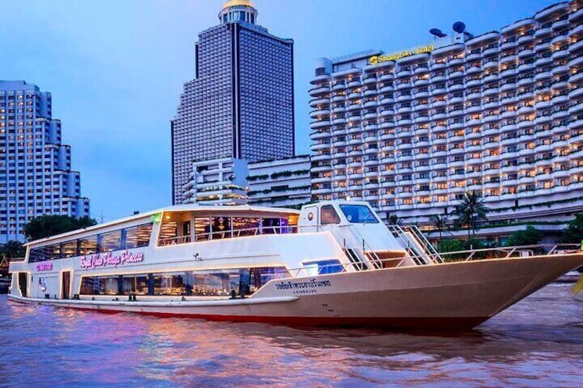 Enjoy breathtaking views of the sunset over the Chao Phraya River in Bangkok as you cruise along its waters.