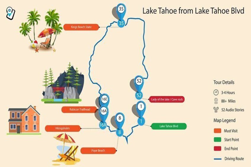 Ultimate Lake Tahoe Self-Guided Driving Audio Tour