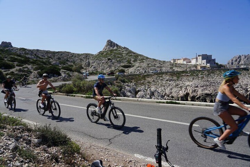 group on the small roae to Les Goudes