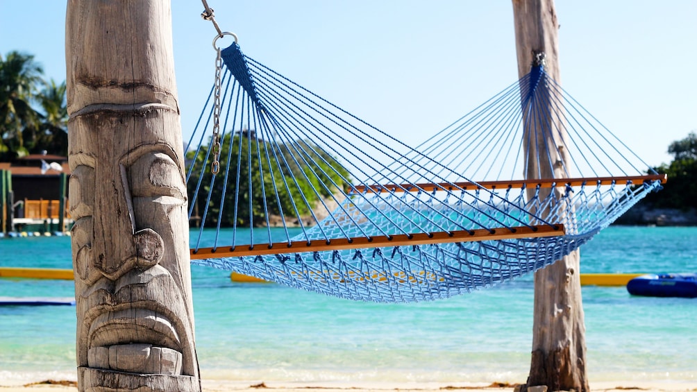 Hammock between two trees on the beach