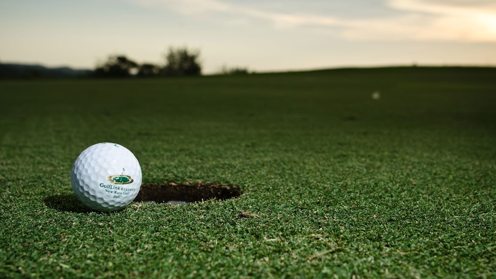 Golf ball nearing the hold in Bali