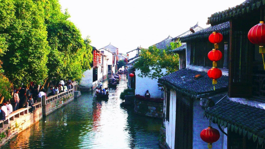 canal with boats in Suzhou, China