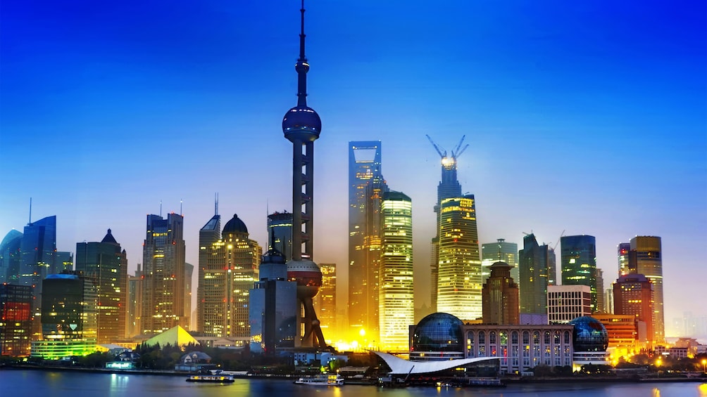 Beautiful panoramic view of the city of Shanghai at night