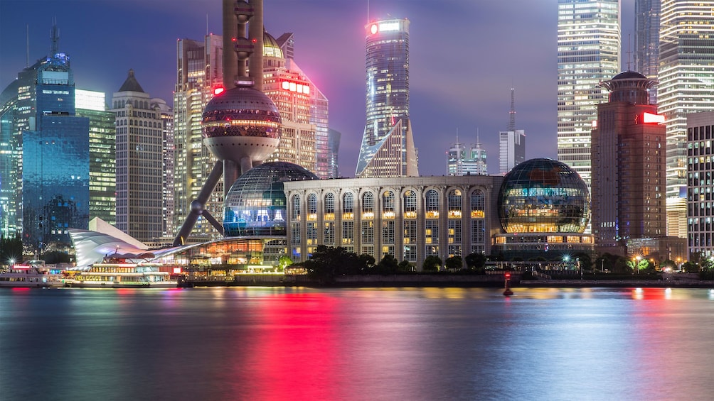 Huangpu River at night in Shanghai 
