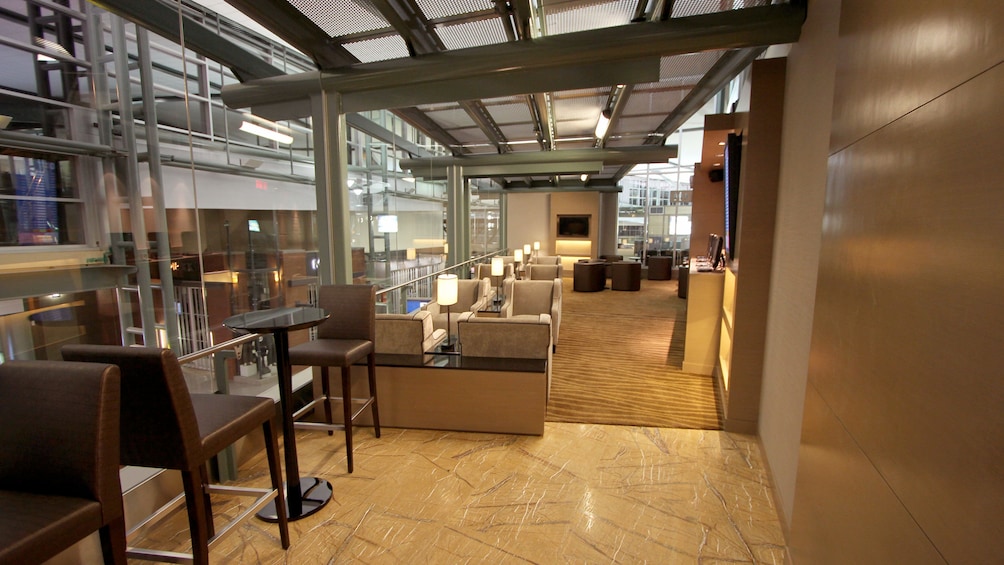 A glimpse of the Plaza Premium Lounge at Edmonton International Airport