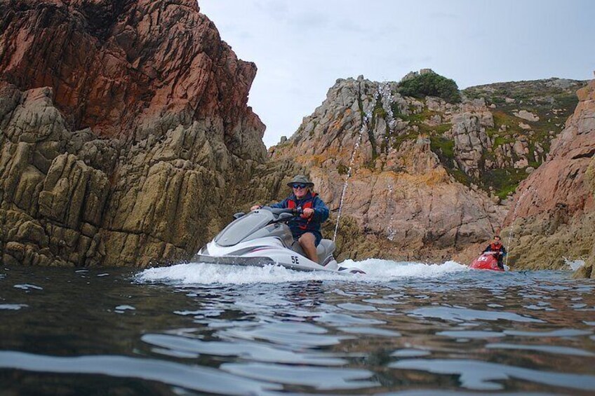 Escorted Coastal Tour by Jet Skis from St. Aubin