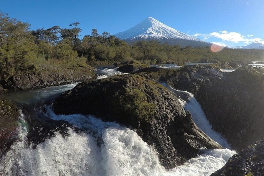 Petrohué Falls and Osorno Volcano